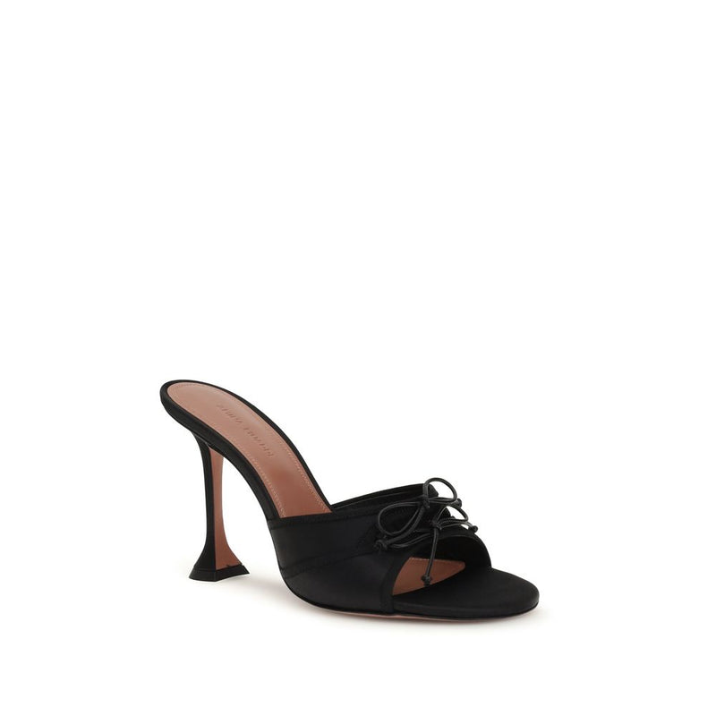 Mules Amina Muaddi en cuir de veau noir Bos Taurus