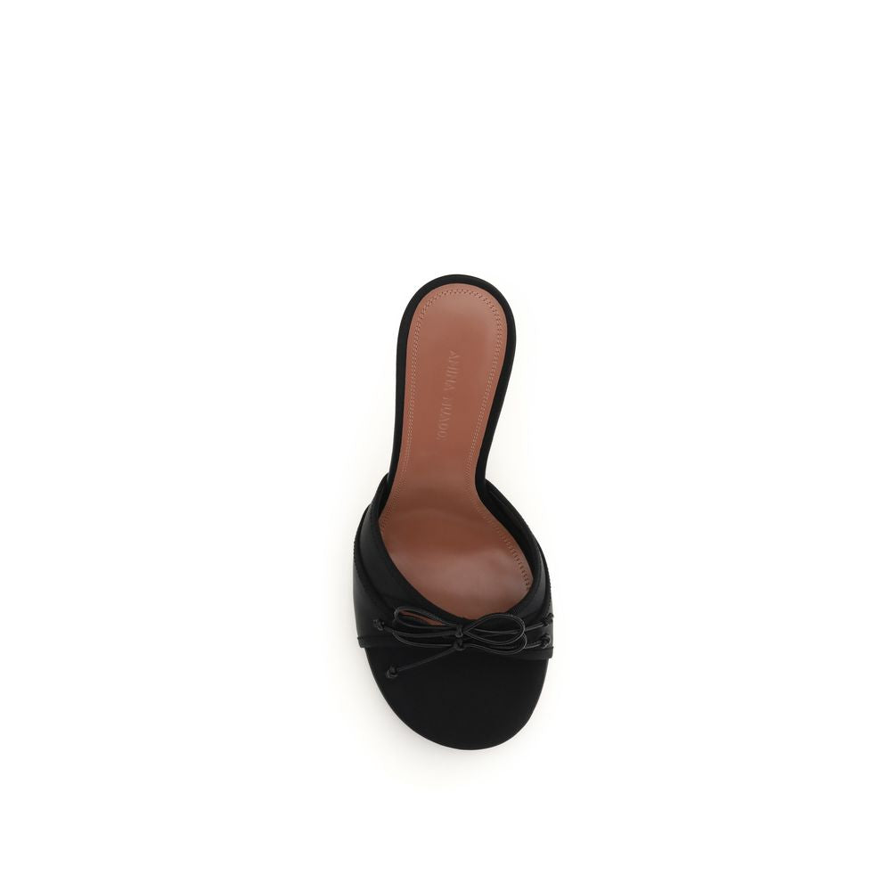 Mules Amina Muaddi en cuir de veau noir Bos Taurus