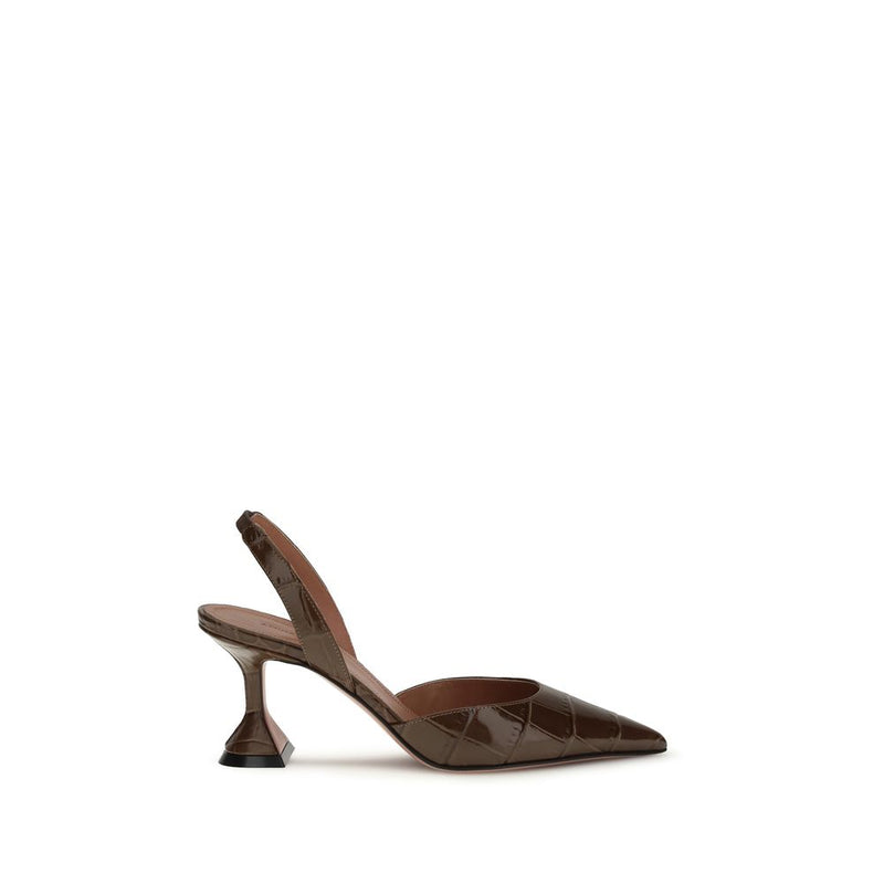 Escarpins à talons hauts Bos Taurus en cuir de veau marron d'Amina Muaddi