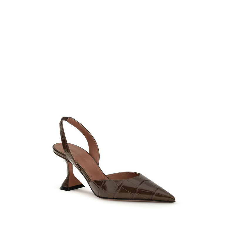 Escarpins à talons hauts Bos Taurus en cuir de veau marron d'Amina Muaddi