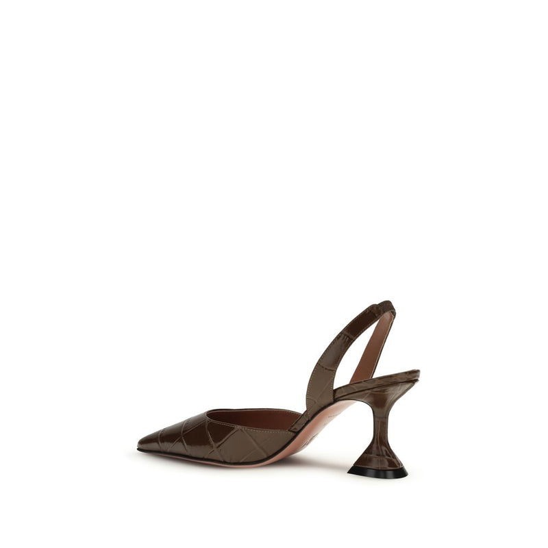 Escarpins à talons hauts Bos Taurus en cuir de veau marron d'Amina Muaddi