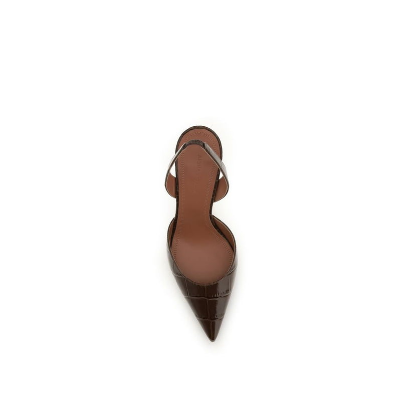 Escarpins à talons hauts Bos Taurus en cuir de veau marron d'Amina Muaddi