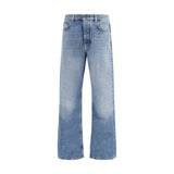 Off-White Blue Cotton Relaxed Fit Half Arrow Jeans