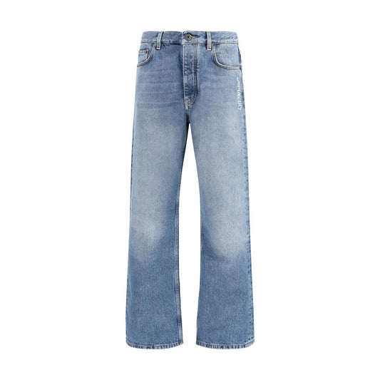 Off-White Blue Cotton Relaxed Fit Half Arrow Jeans
