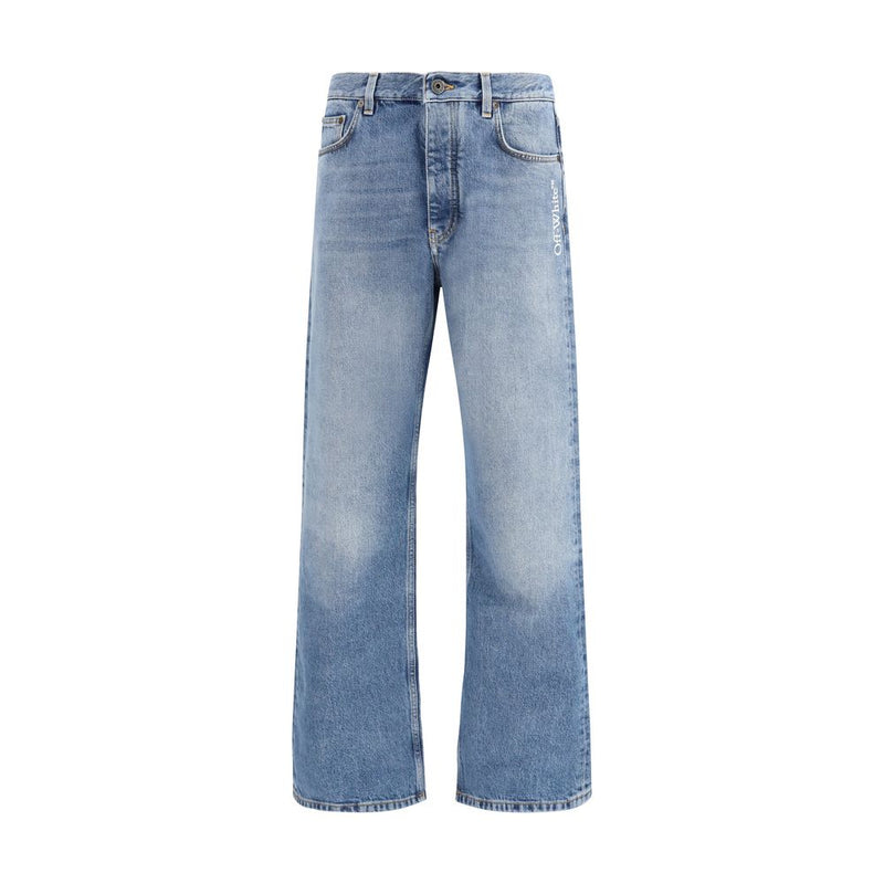 Off-White Blauwe Katoenen Relaxte Pasvorm Jeans