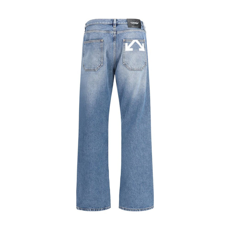 Off-White Blauwe Katoenen Relaxte Pasvorm Jeans