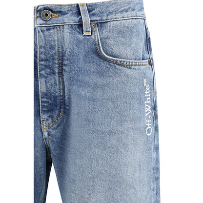 Off-White Blauwe Katoenen Relaxte Pasvorm Jeans