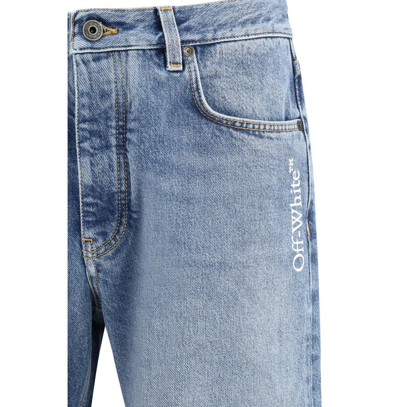 Off-White Blauwe Katoenen Relaxte Pasvorm Jeans