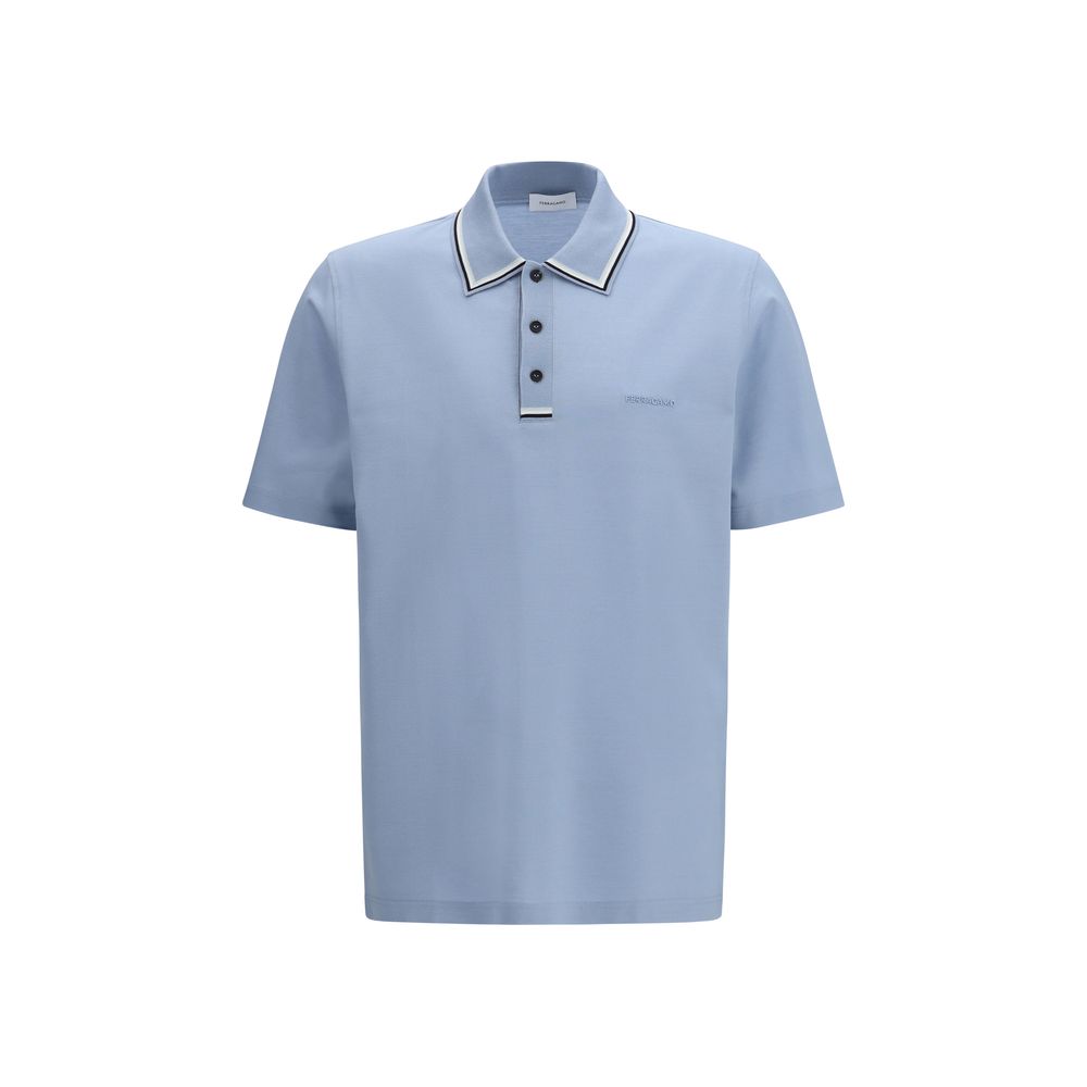 Polo Ferragamo en coton bleu