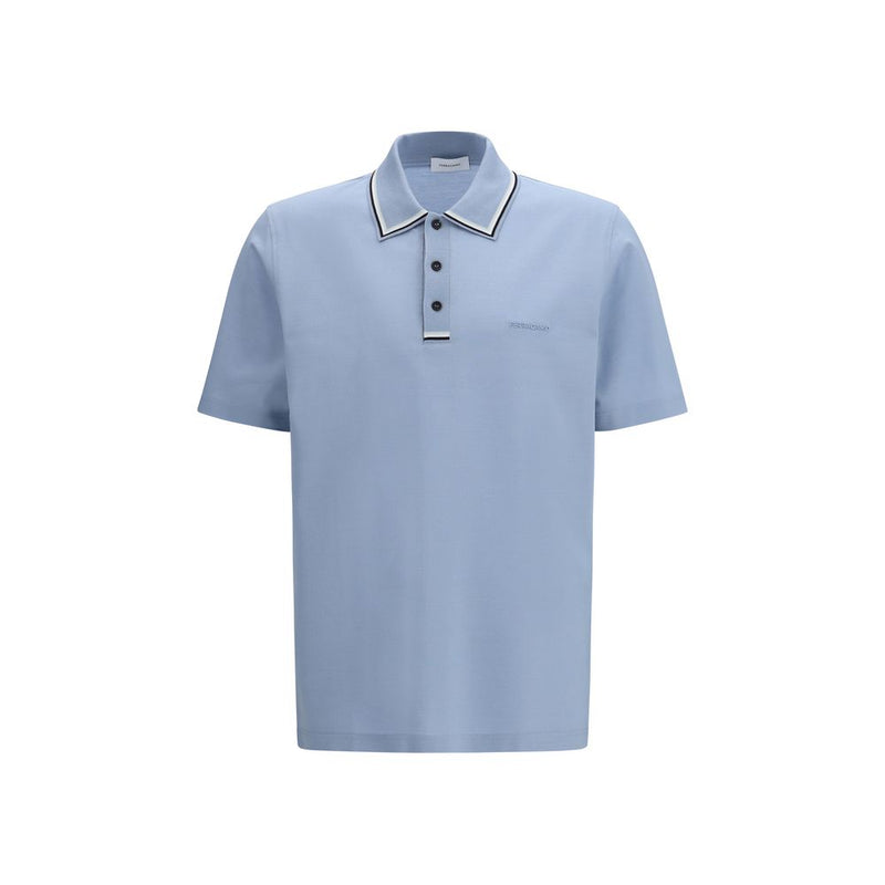 Polo Ferragamo en coton bleu