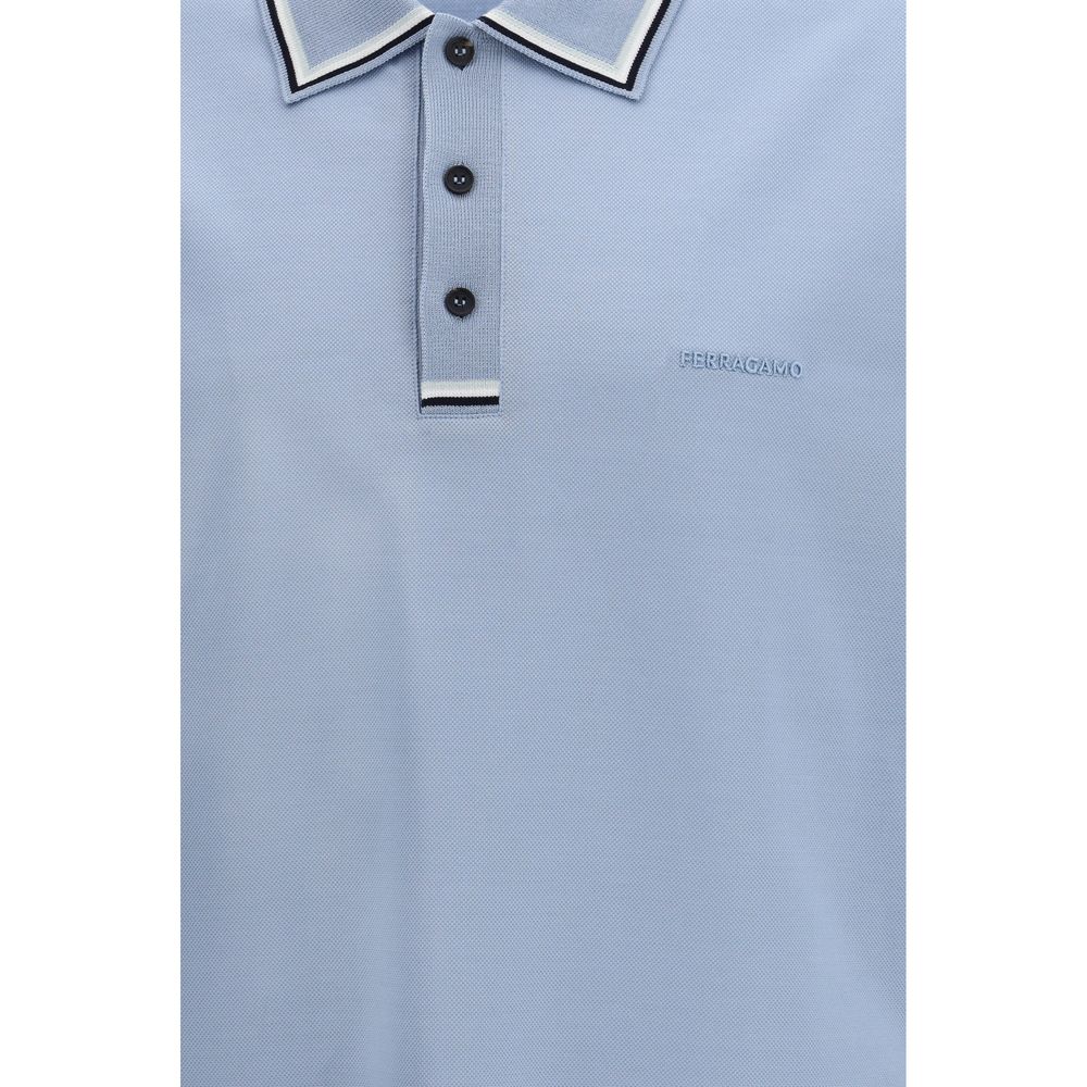 Polo Ferragamo en coton bleu