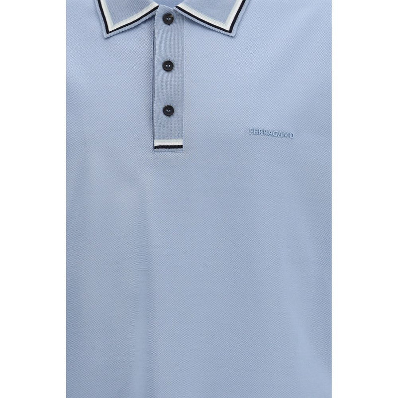 Polo Ferragamo en coton bleu