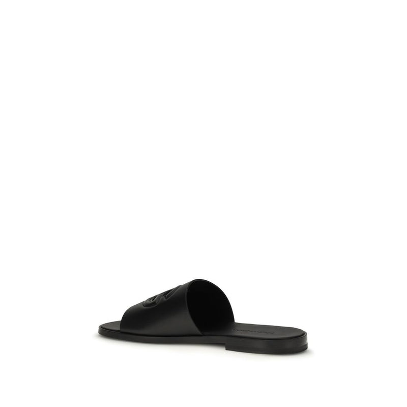 Dolce & Gabbana Black Calf Leather Bos Taurus Sandals for Men