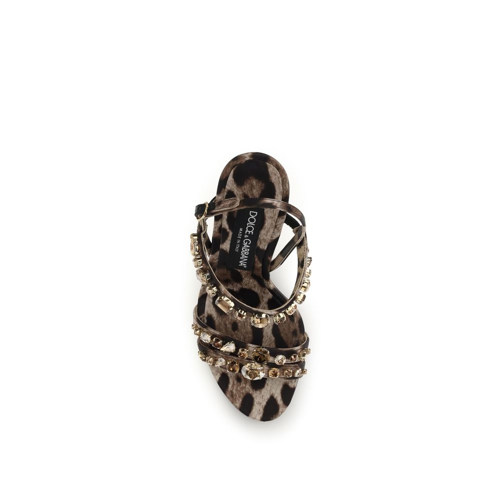 Dolce & Gabbana Keira Brown Fabric Stiletto Heel Sandals
