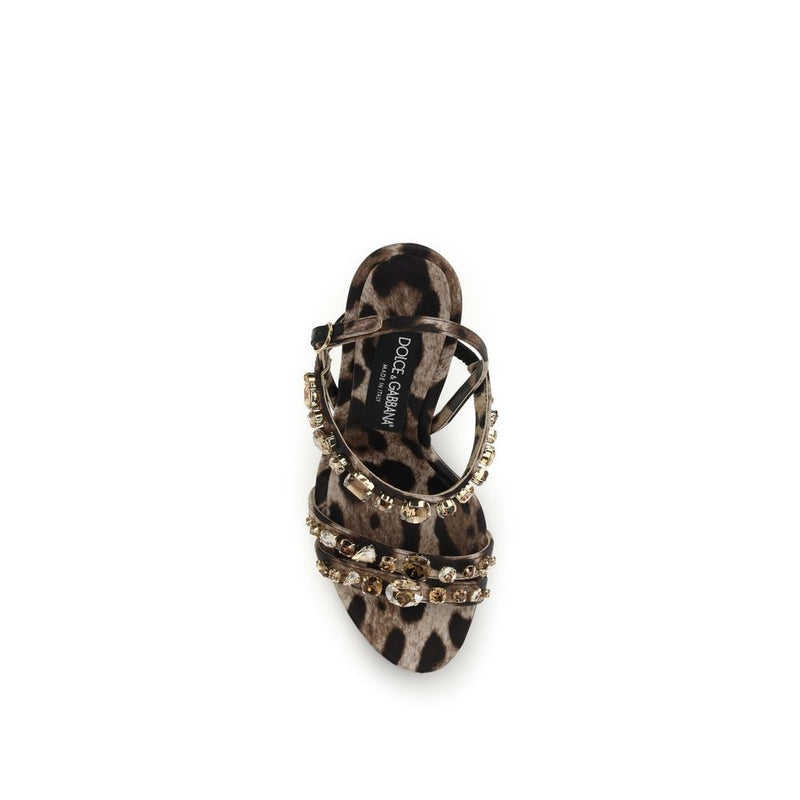 Dolce & Gabbana Keira Brown Fabric Stiletto Heel Sandals