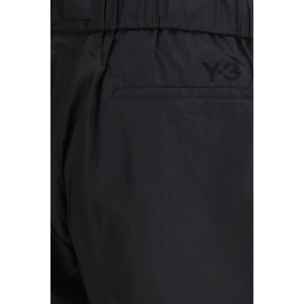 Y-3 Black Cotton Bermuda Shorts for Men