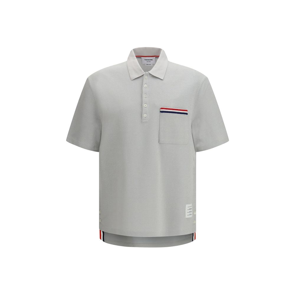 Thom Browne Gray Cotton Polo Shirt - Classic Preppy Style