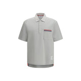 Thom Browne Gray Cotton Polo Shirt - Classic Preppy Style