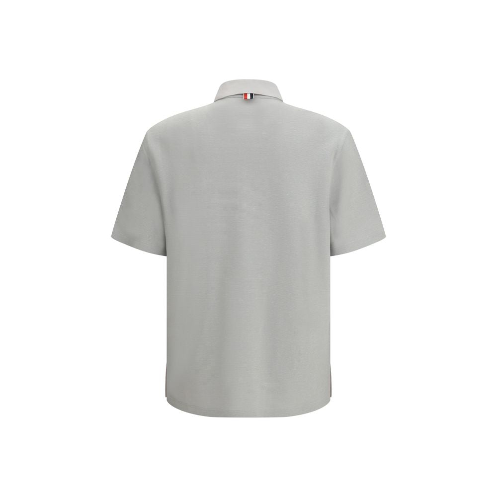 Thom Browne Gray Cotton Polo Shirt - Classic Preppy Style