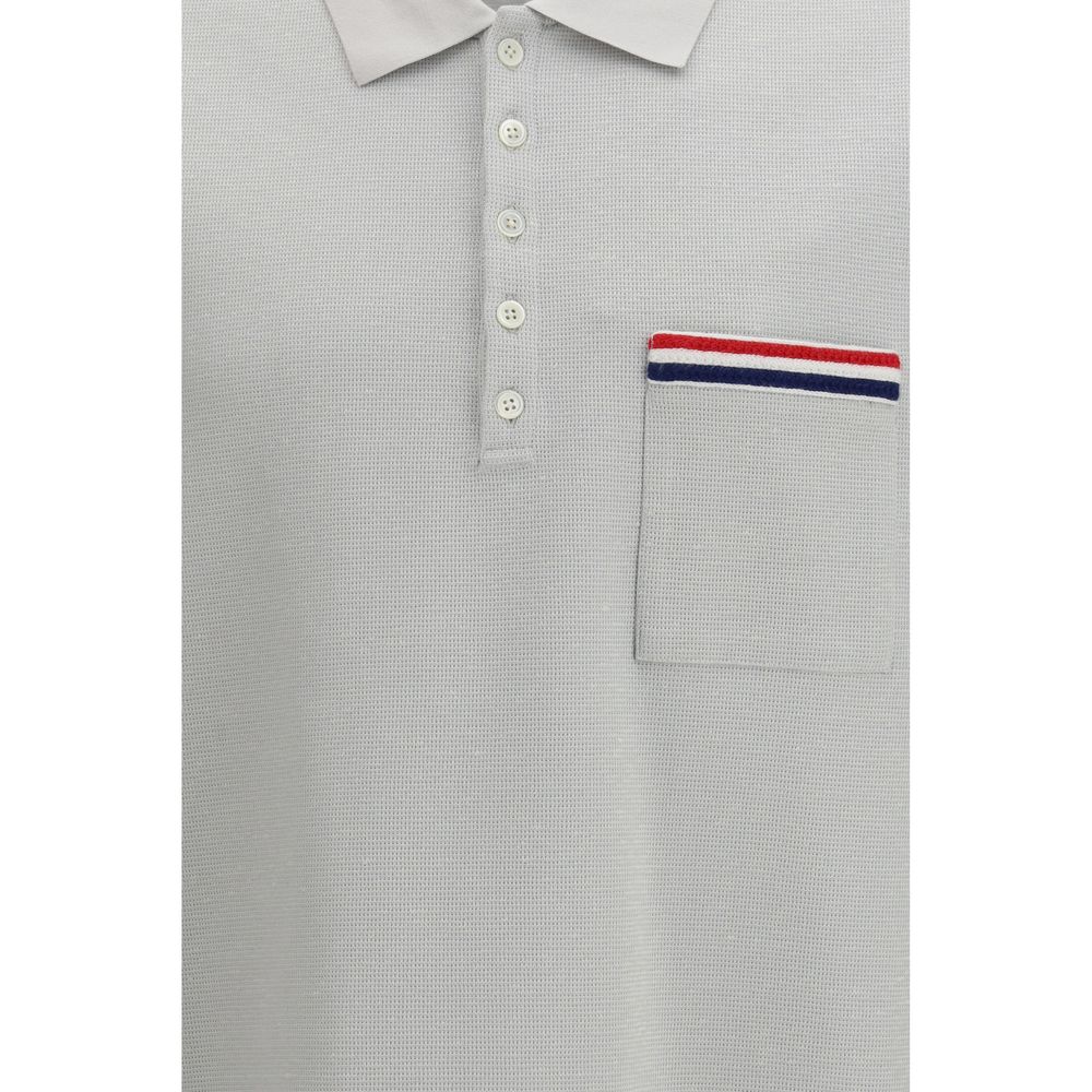 Thom Browne Gray Cotton Polo Shirt - Classic Preppy Style