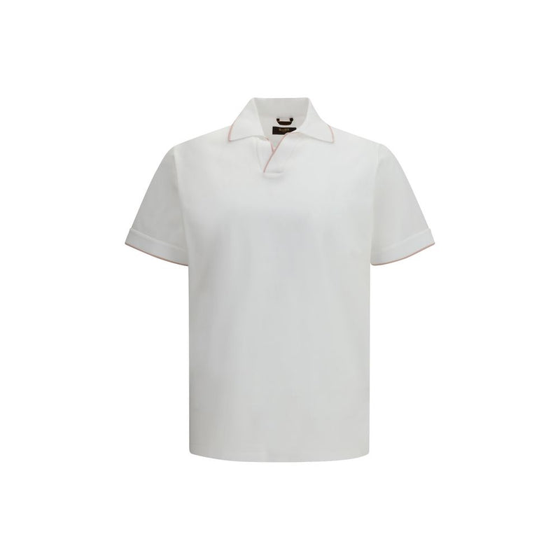 MooRER wit katoenen poloshirt