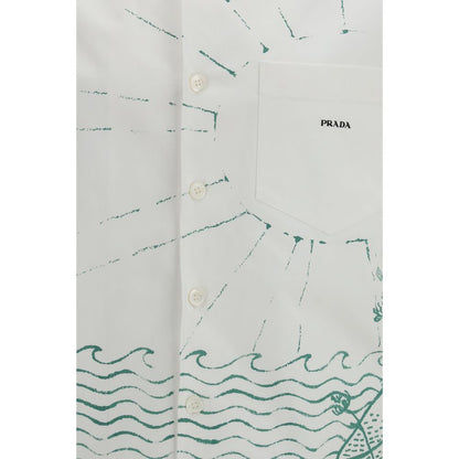 Chemise Prada en coton blanc à motifs