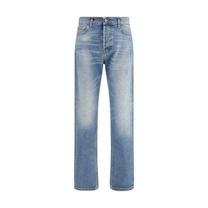 Haikure blauwe katoenen straight-leg jeans