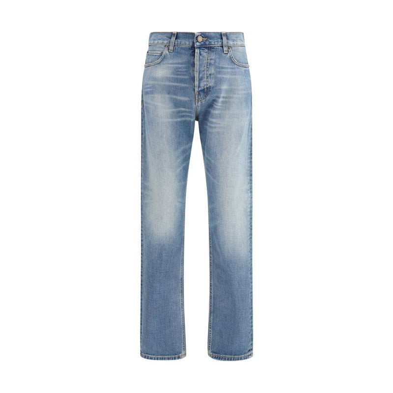 Haikure blauwe katoenen straight-leg jeans