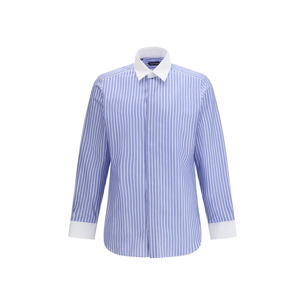 Chemise habillée en coton bleu Tom Ford