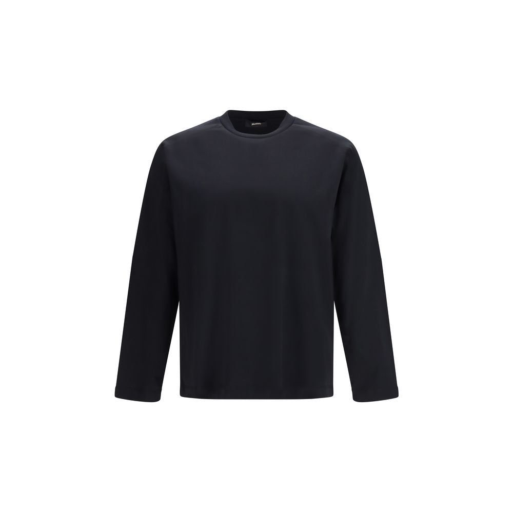 LAMINAR Black Cotton Long Sleeve T-Shirt for Men