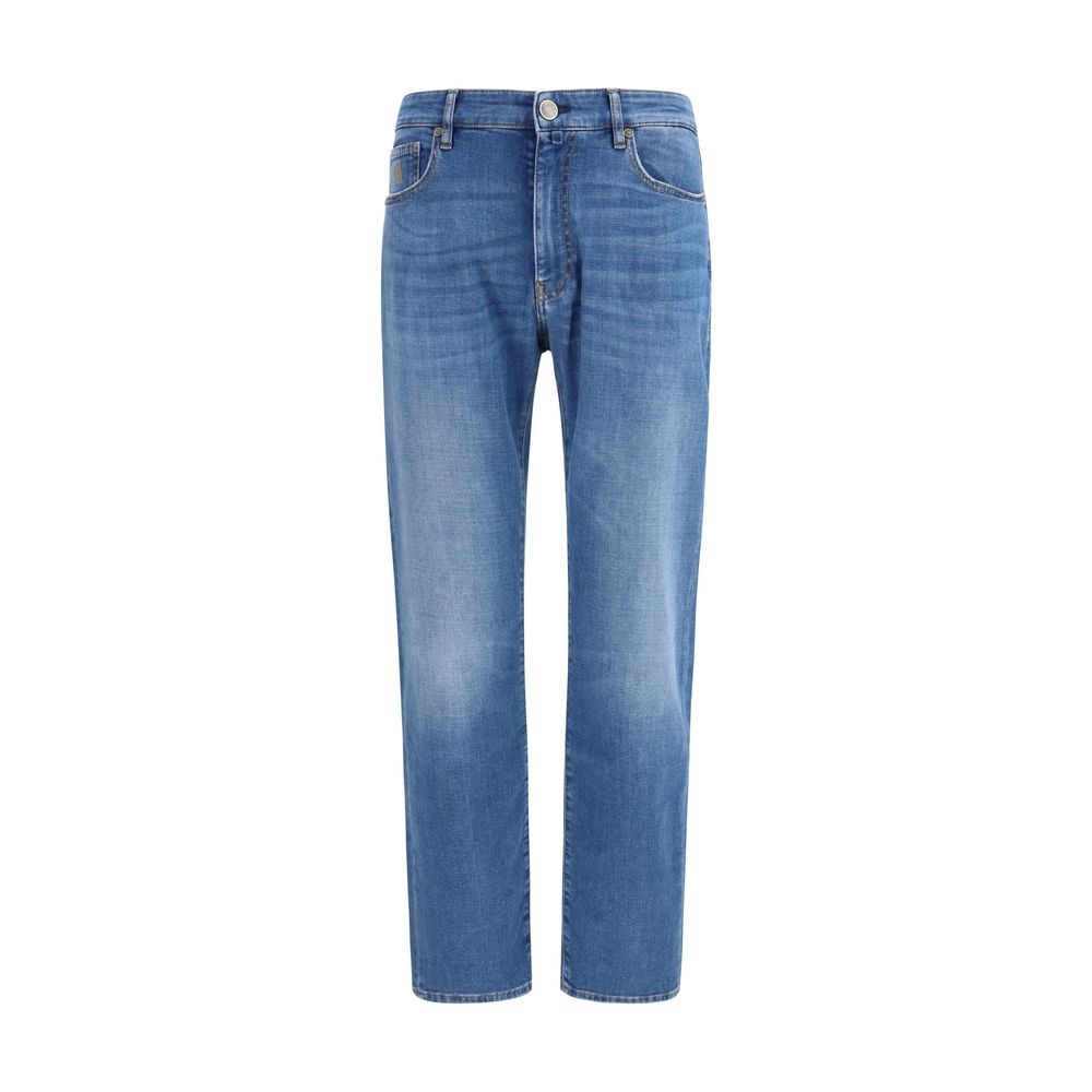 MooRER Milton-15 Blue Cotton Straight-Leg Jeans for Men