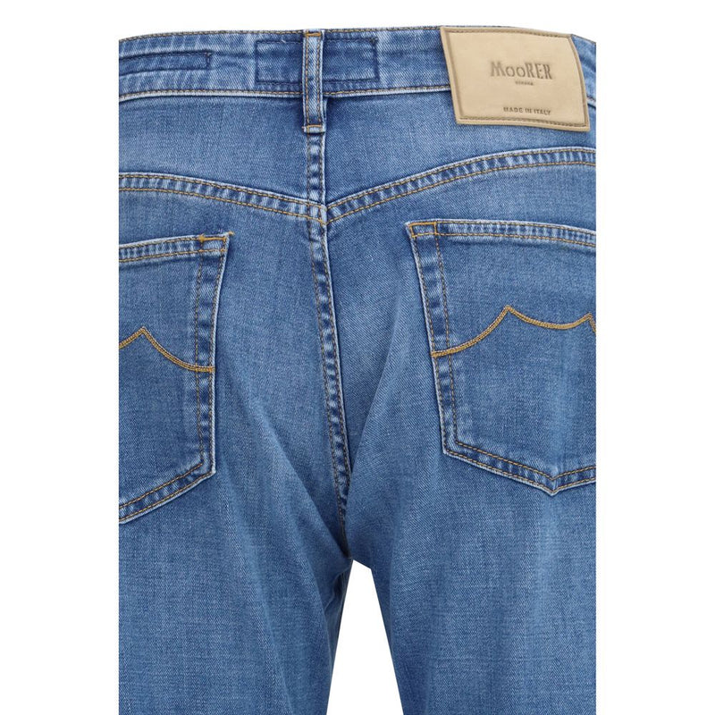 MooRER blauwe katoenen straight-leg jeans