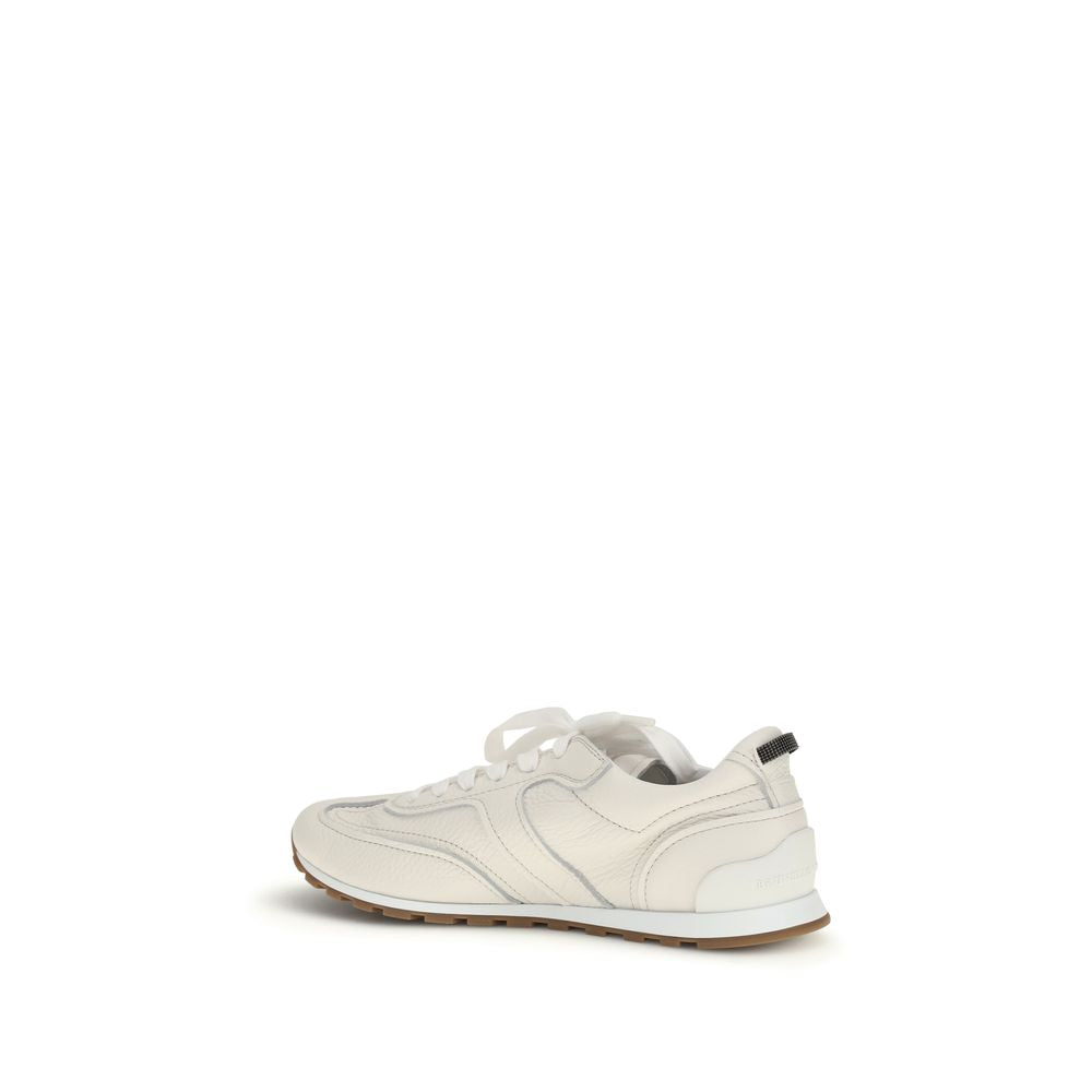 Brunello Cucinelli Yellow Calf Leather Bos Taurus Athletic Sneakers