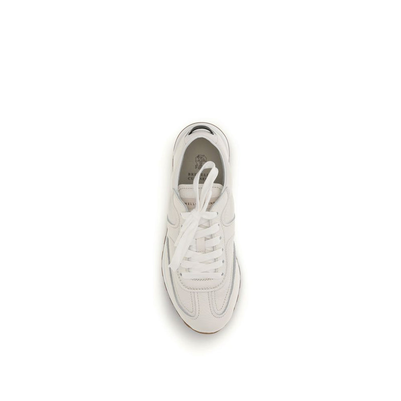 Brunello Cucinelli Yellow Calf Leather Bos Taurus Athletic Sneakers