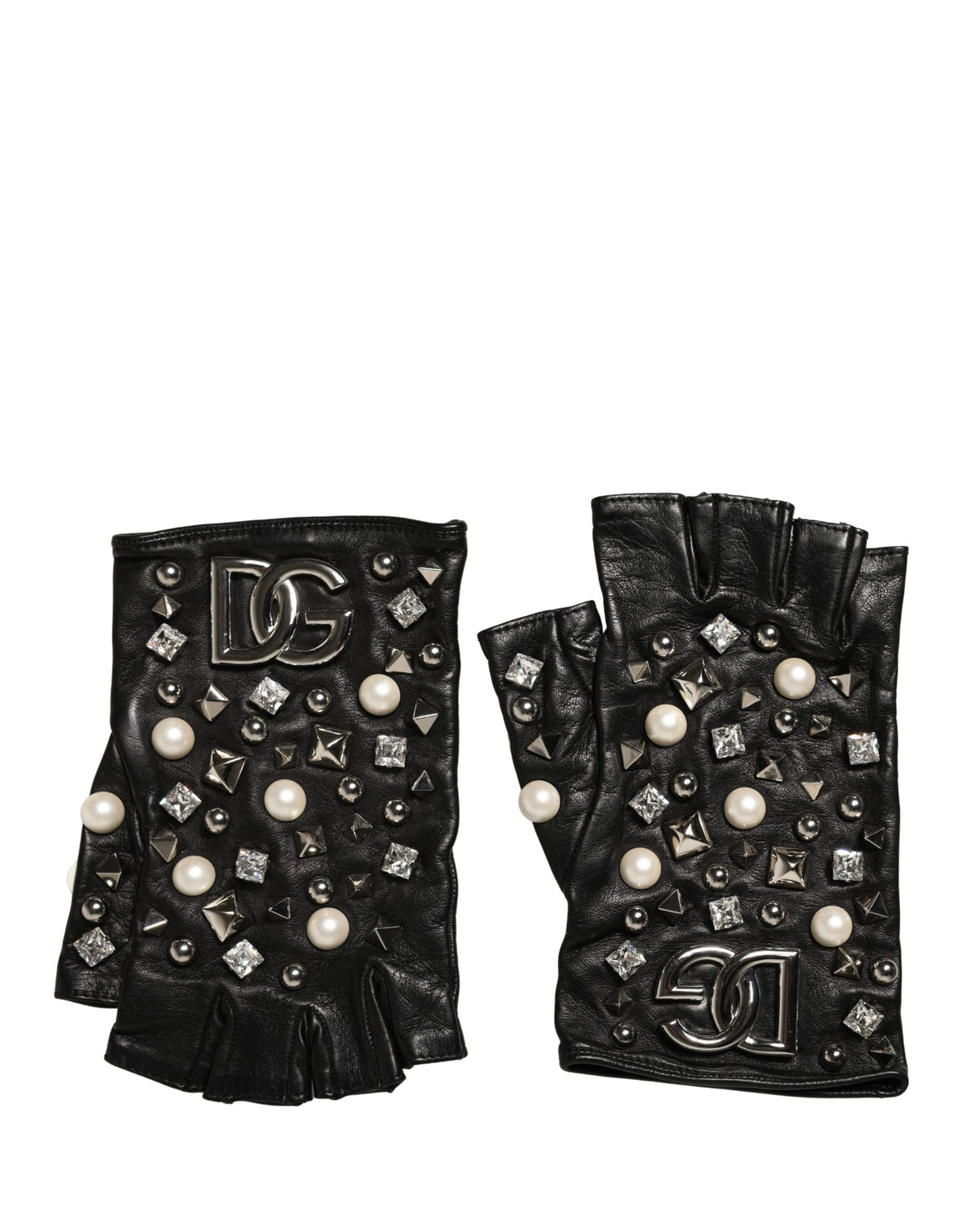 Gants courts Dolce & Gabbana ornés de perles noires