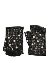 Gants courts Dolce & Gabbana ornés de perles noires