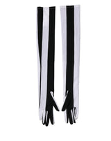 Dolce & Gabbana Black White Stripes Elbow Length Women Gloves