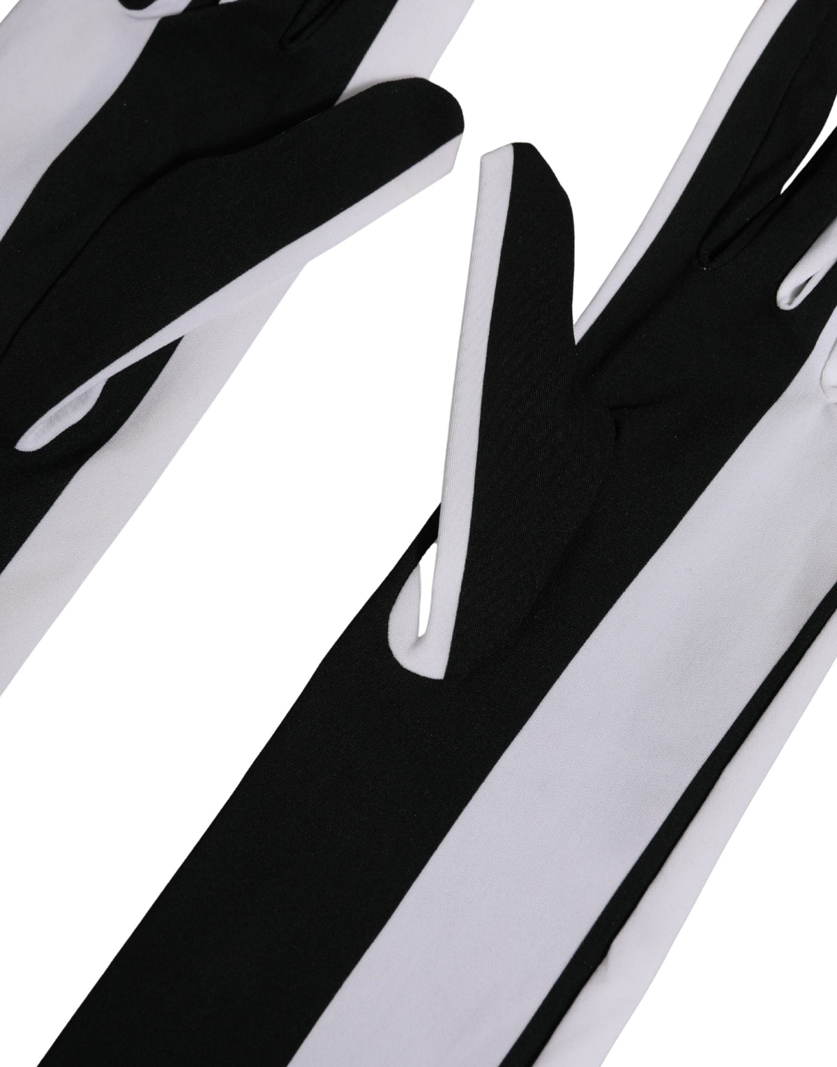 Dolce & Gabbana Black White Stripes Elbow Length Women Gloves