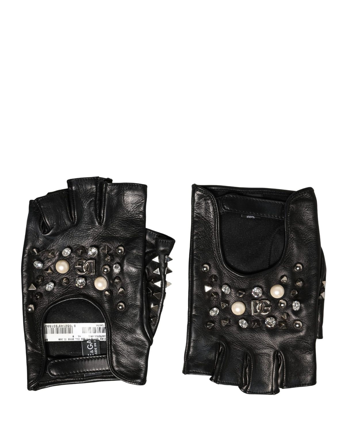 Dolce & Gabbana Black Embellished Wrist Length Mitten Gloves