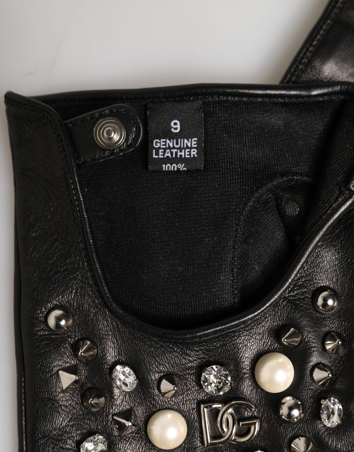Dolce & Gabbana Black Embellished Wrist Length Mitten Gloves