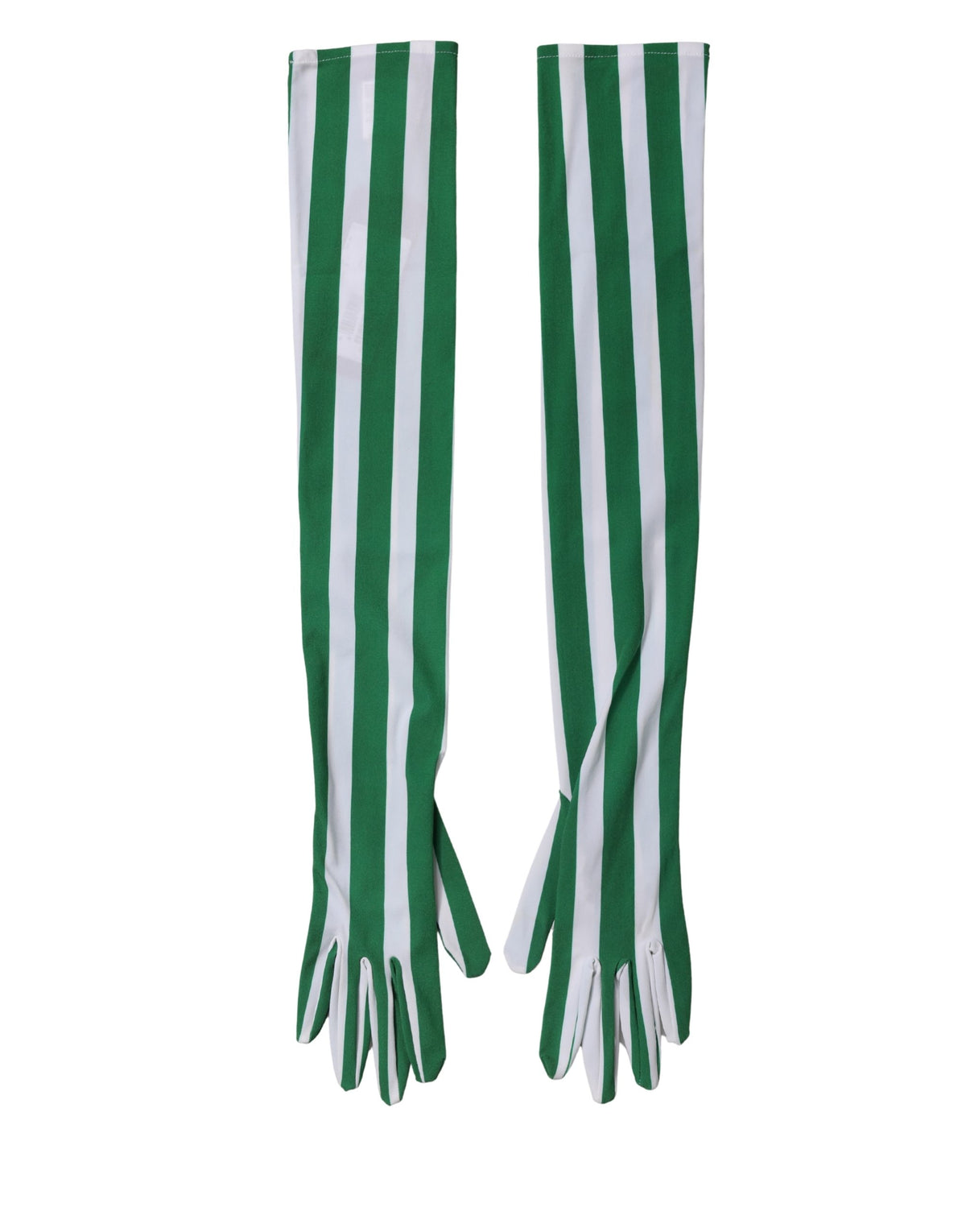 Dolce & Gabbana Green White Stripes Elbow Length Women Gloves