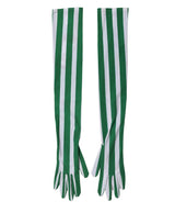 Dolce & Gabbana Green White Stripes Elbow Length Women Gloves