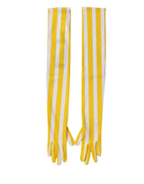 Dolce & Gabbana Yellow White Stripes Elbow Length Gloves