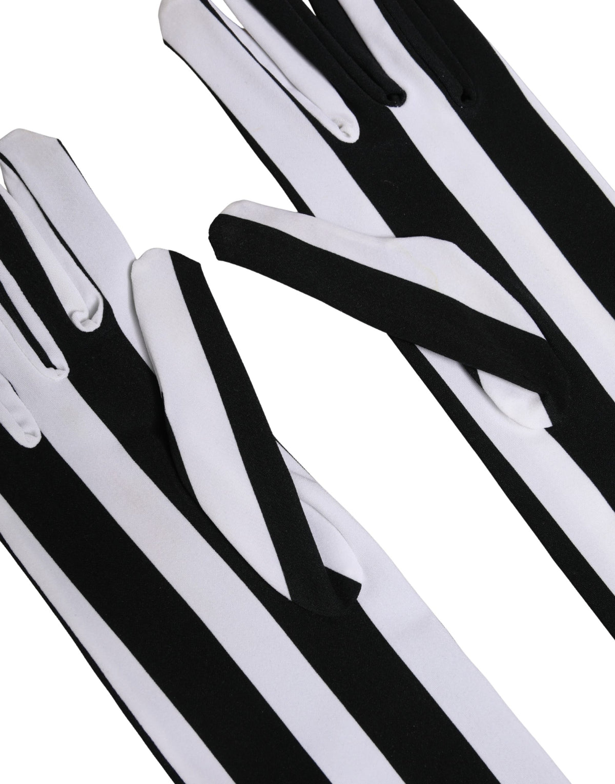 Dolce & Gabbana Black White Stripes Elbow Length Gloves