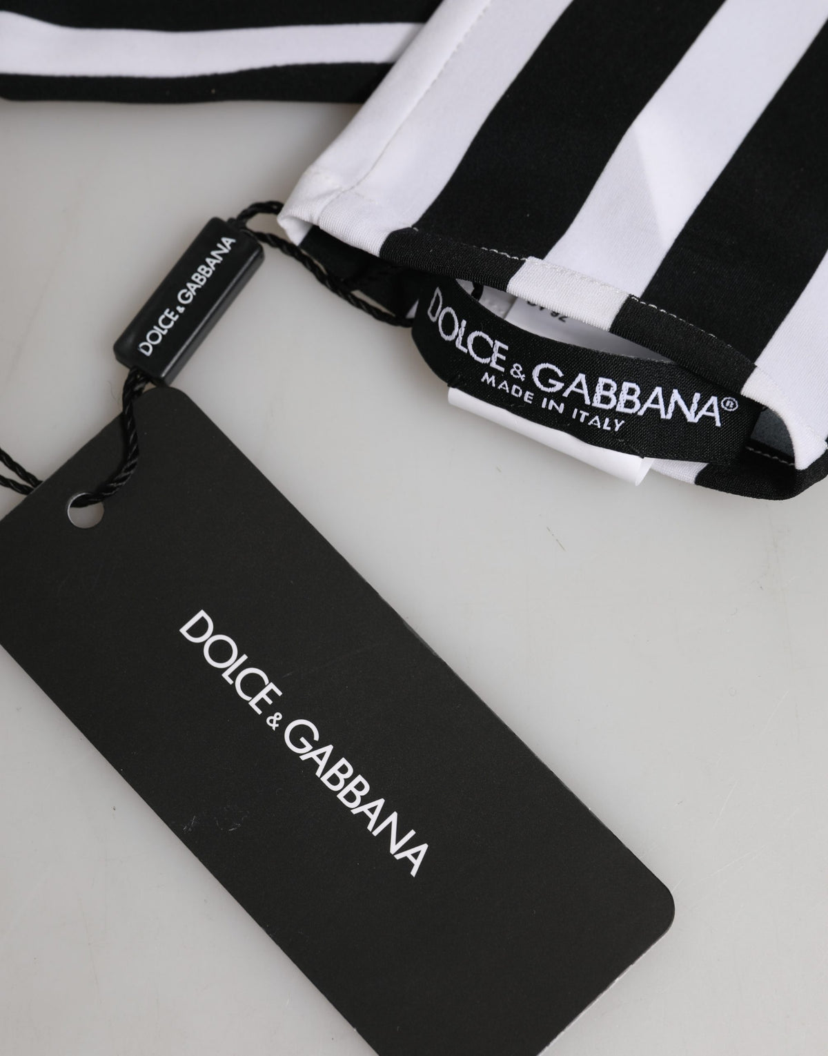 Dolce & Gabbana Black White Stripes Elbow Length Gloves