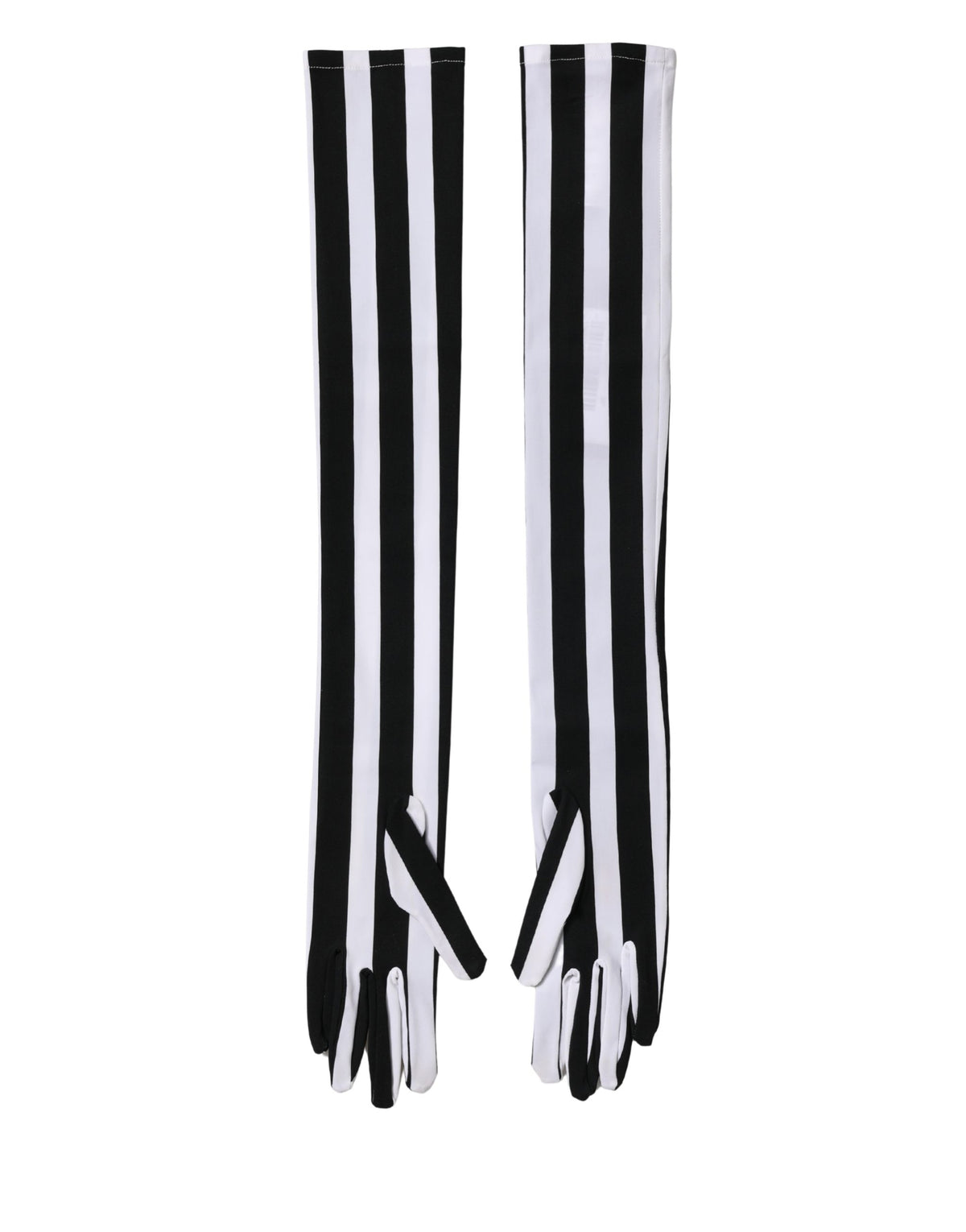 Dolce & Gabbana Black White Stripes Elbow Length Gloves