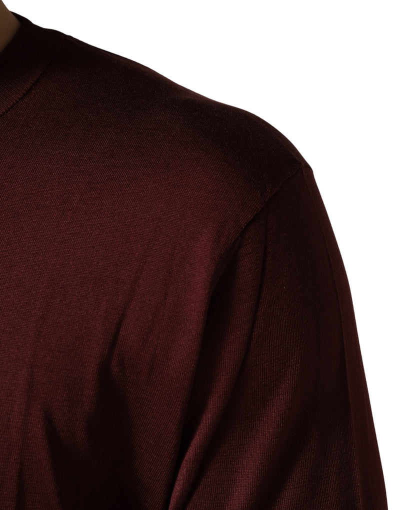 Pull col rond Dolce & Gabbana en soie marron bordeaux pour homme