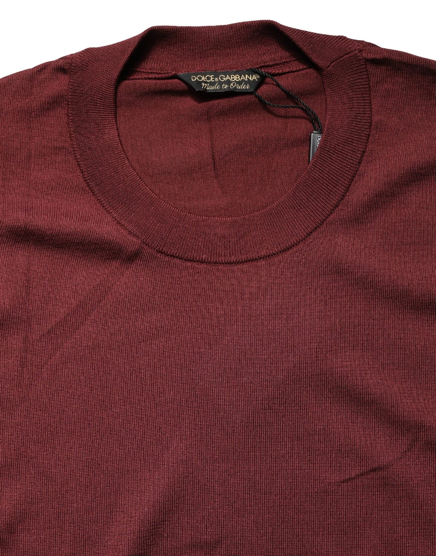Pull col rond Dolce & Gabbana en soie marron bordeaux pour homme