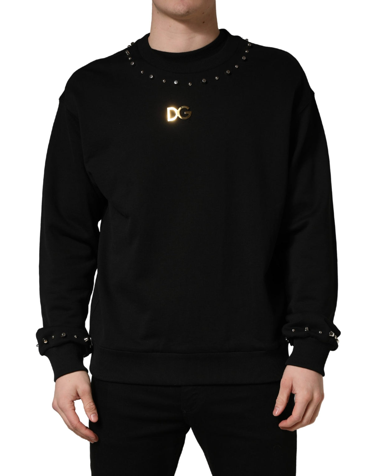 Pull Dolce & Gabbana en coton noir orné