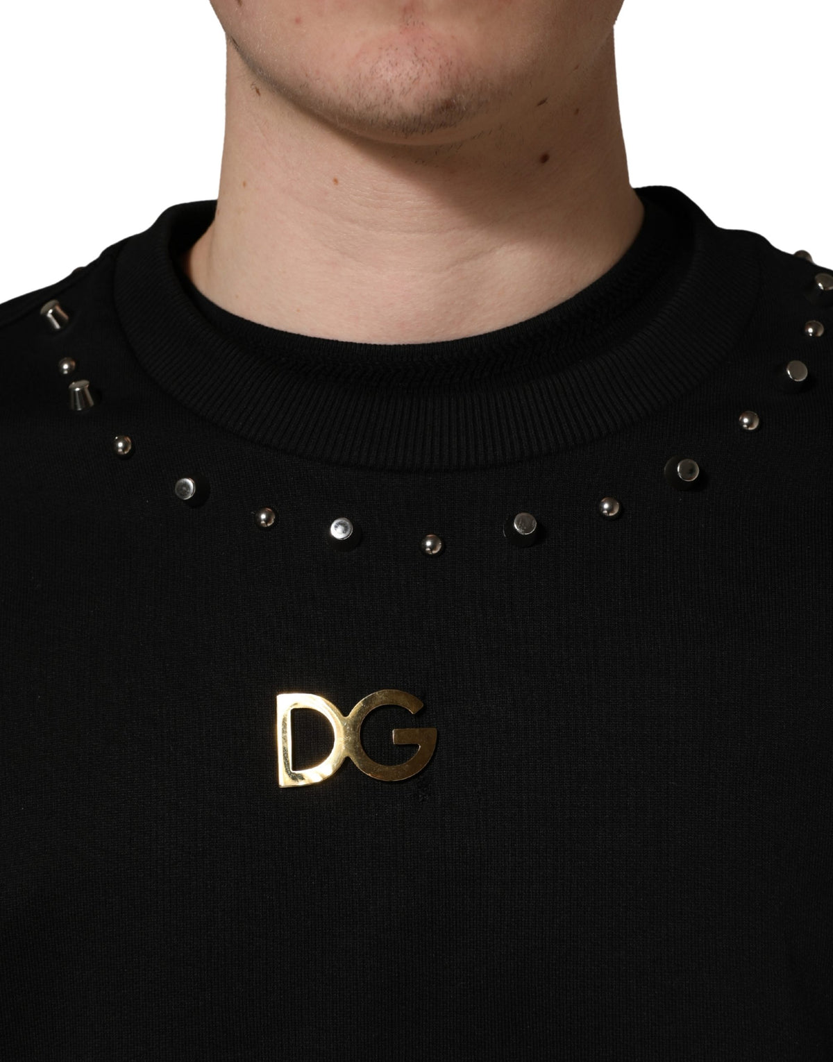 Pull Dolce & Gabbana en coton noir orné